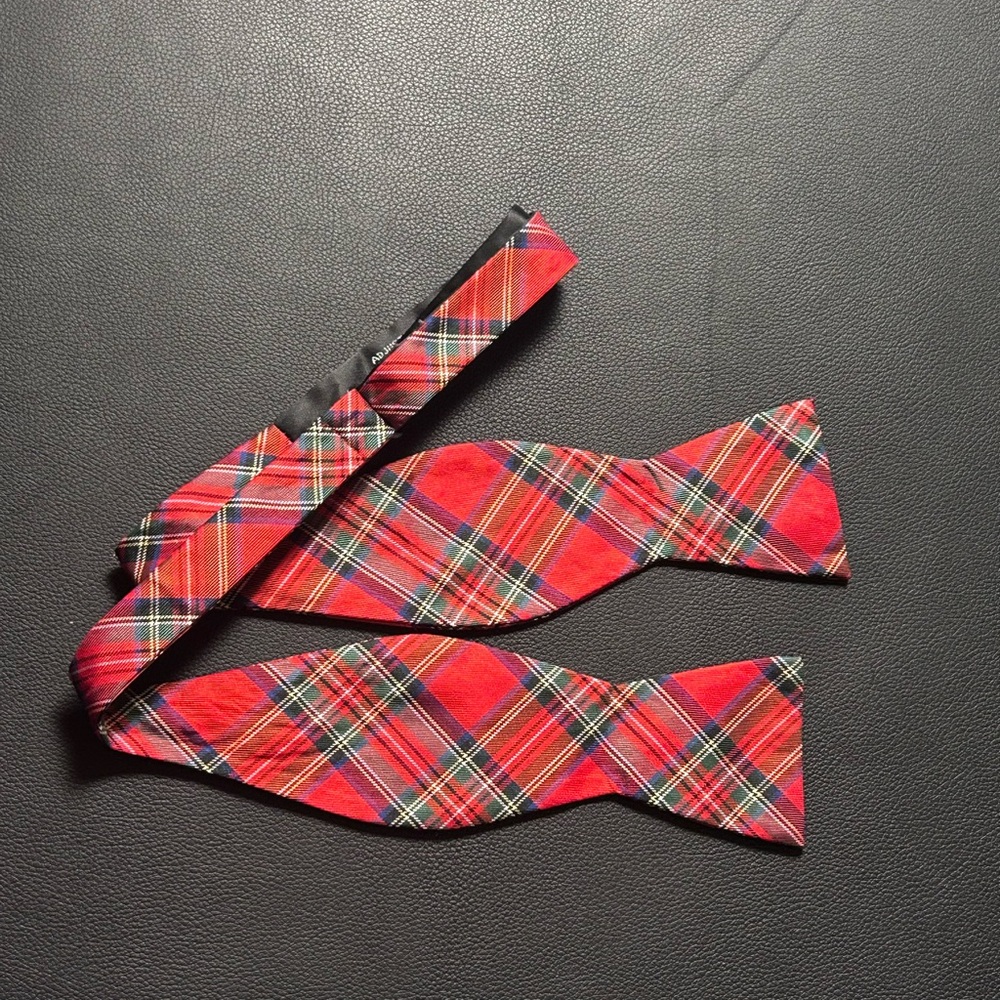 Tommy Hilfiger Red and Black Plaid Bow Tie